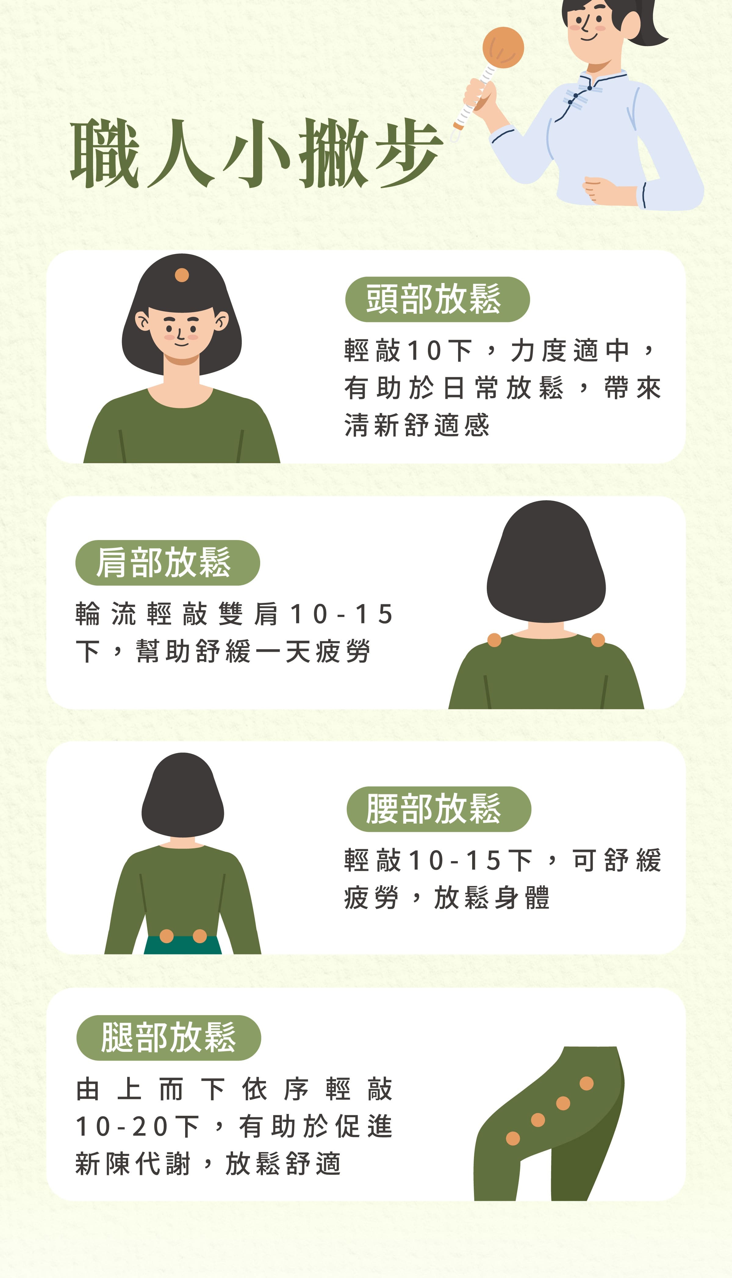 登義艾草敲敲棒職人小撇步,敲這裡舒緩放鬆