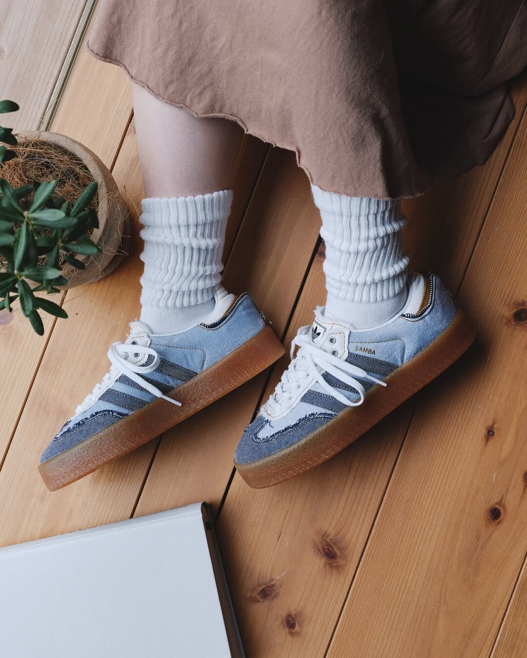 Adidas Originals Sambae X Atmos 聯名款 丹寧藍 牛仔藍 厚底 復古鞋  II0001