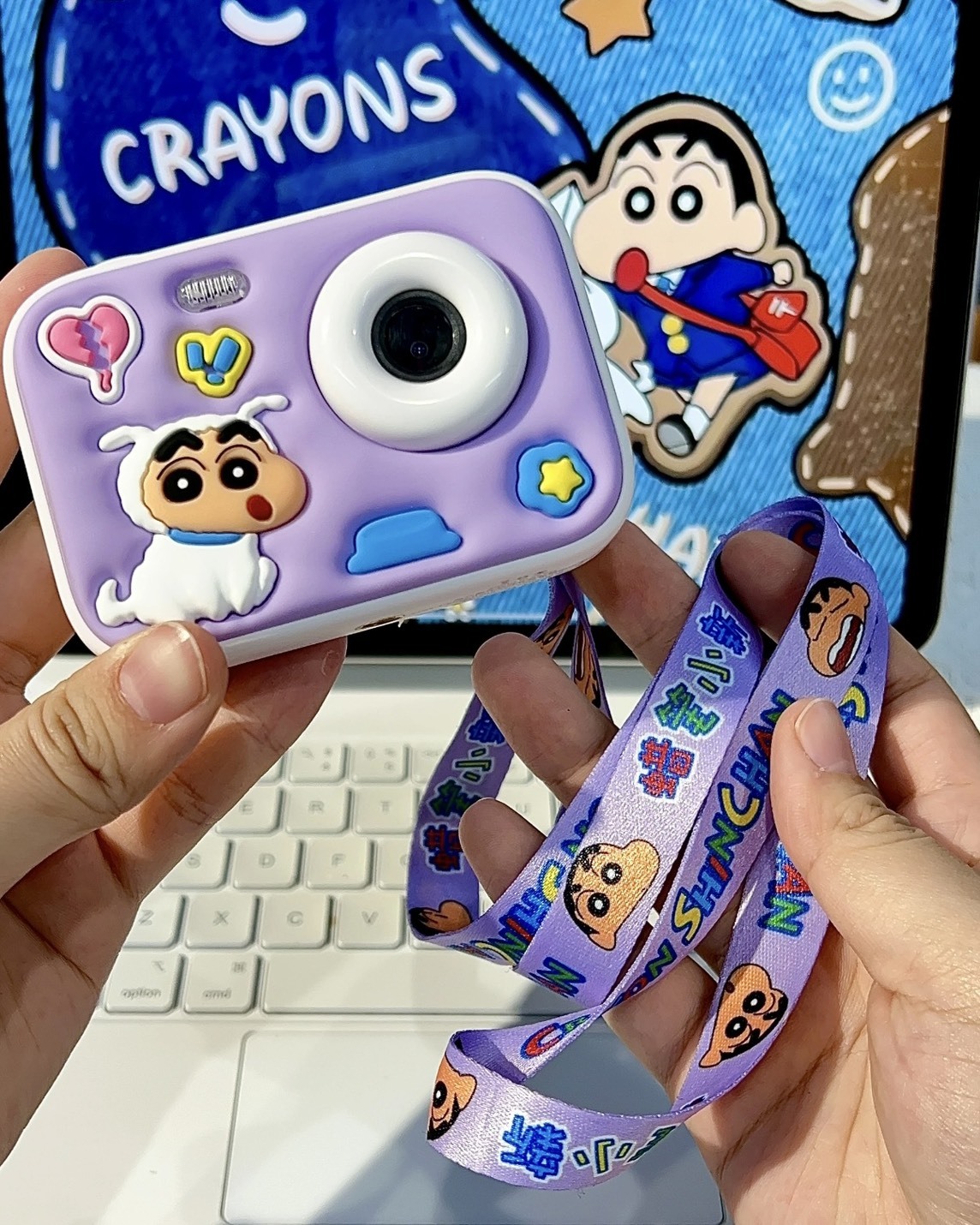 <正版授權>2025新款 蠟筆小新 雙攝相機 芋泥紫 送32g記憶卡+掛繩