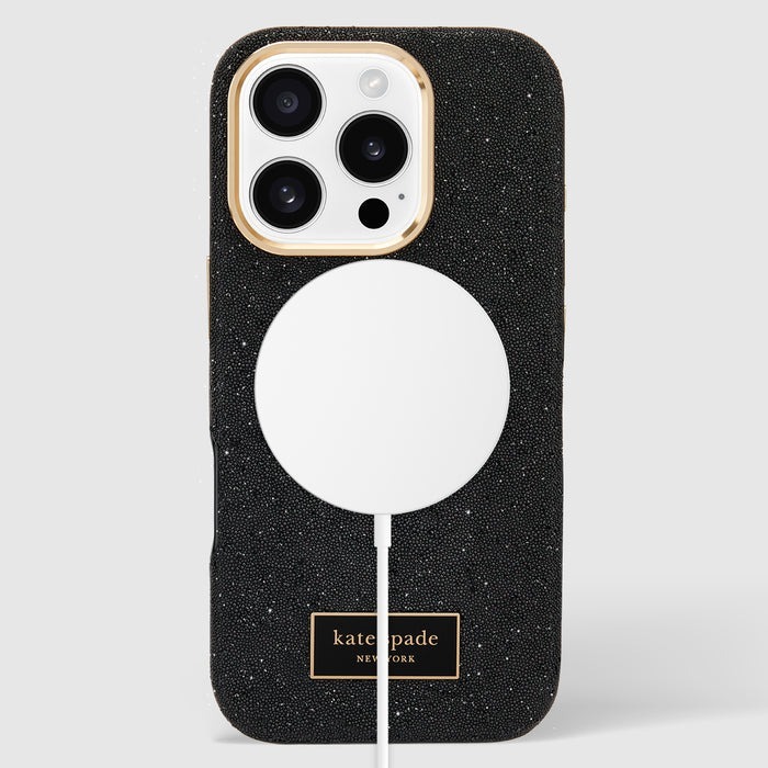 【kate spade】iPhone 16系列 Magsafe 精品磁吸防摔冰晶殼 子夜黑