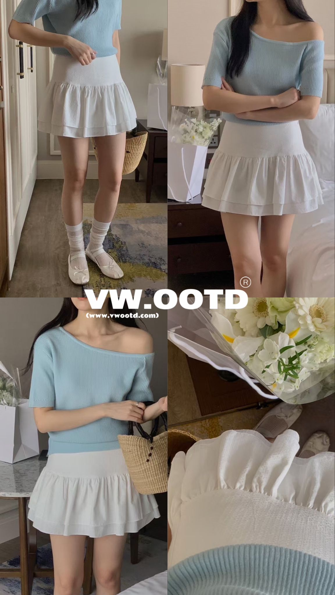 紋理感蛋糕短裙(白色)