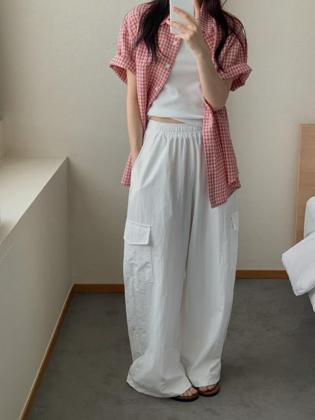 迷你格仔短袖恤衫