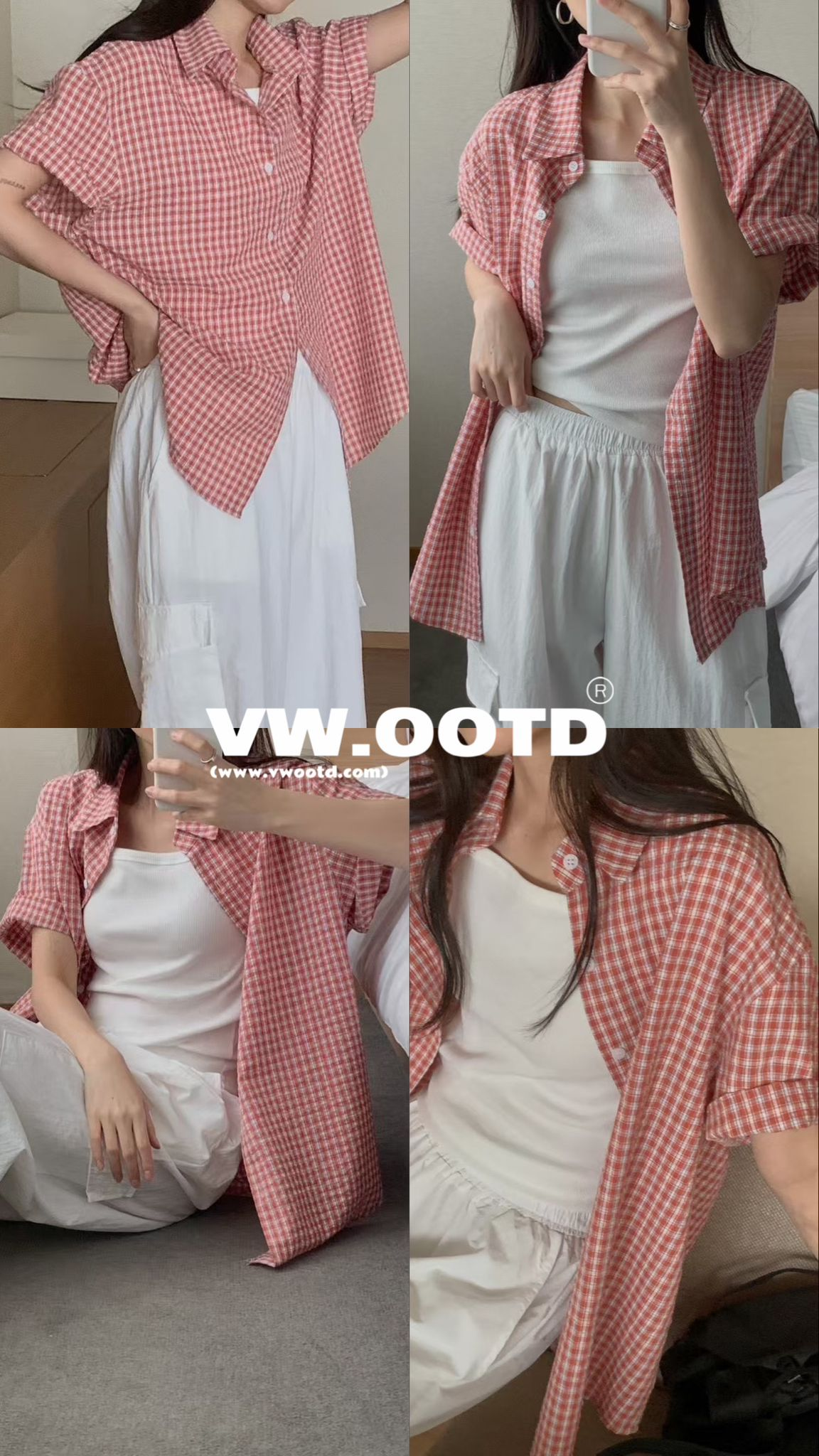 迷你格仔短袖恤衫