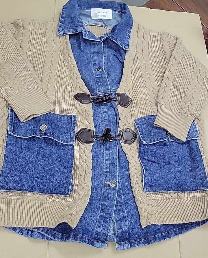 現貨 韓國針織拼牛仔外套（此為清貨價貨品不設退換）(AT12 857)