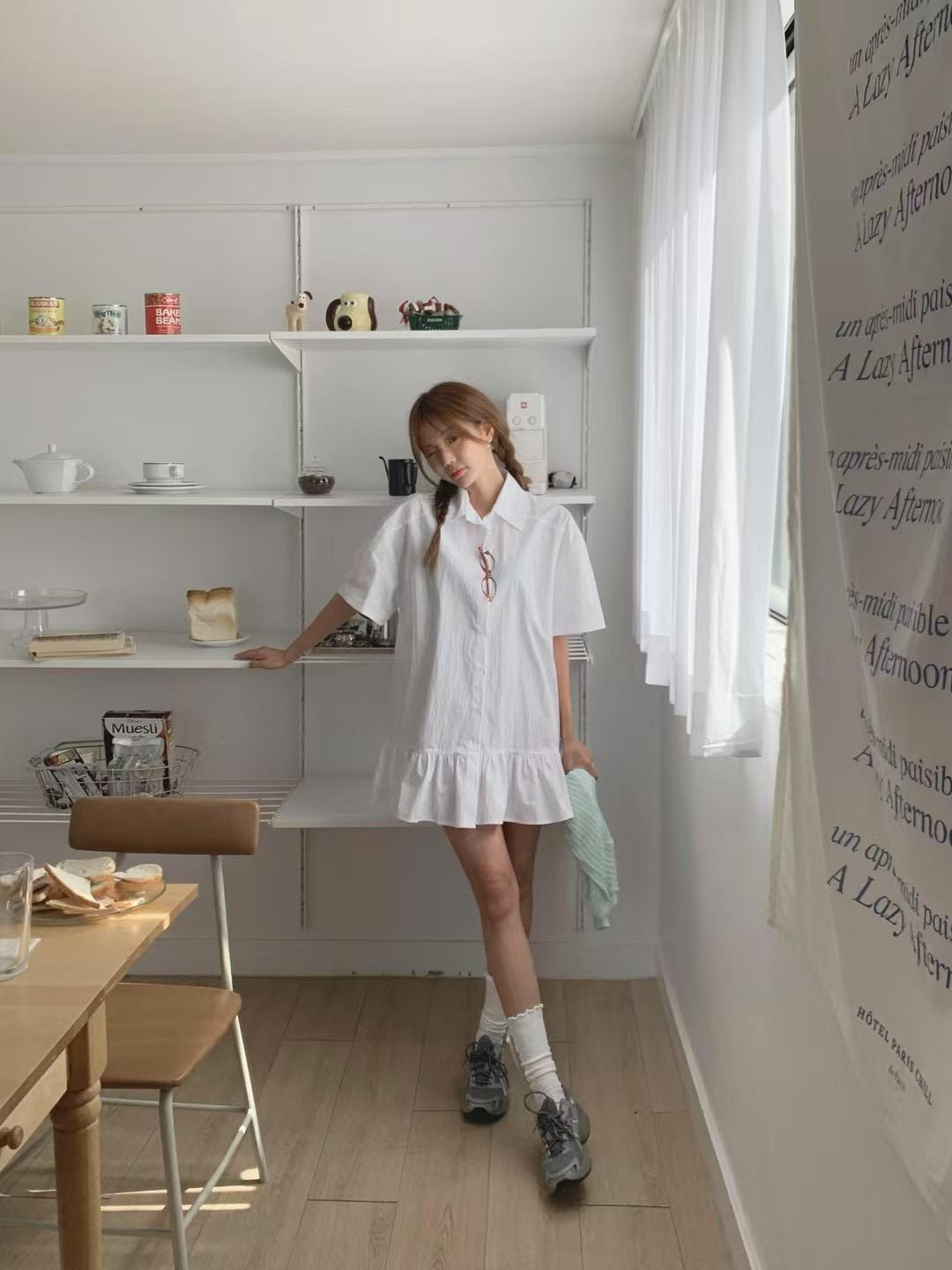 恤衫蛋糕娃娃裙(白色)