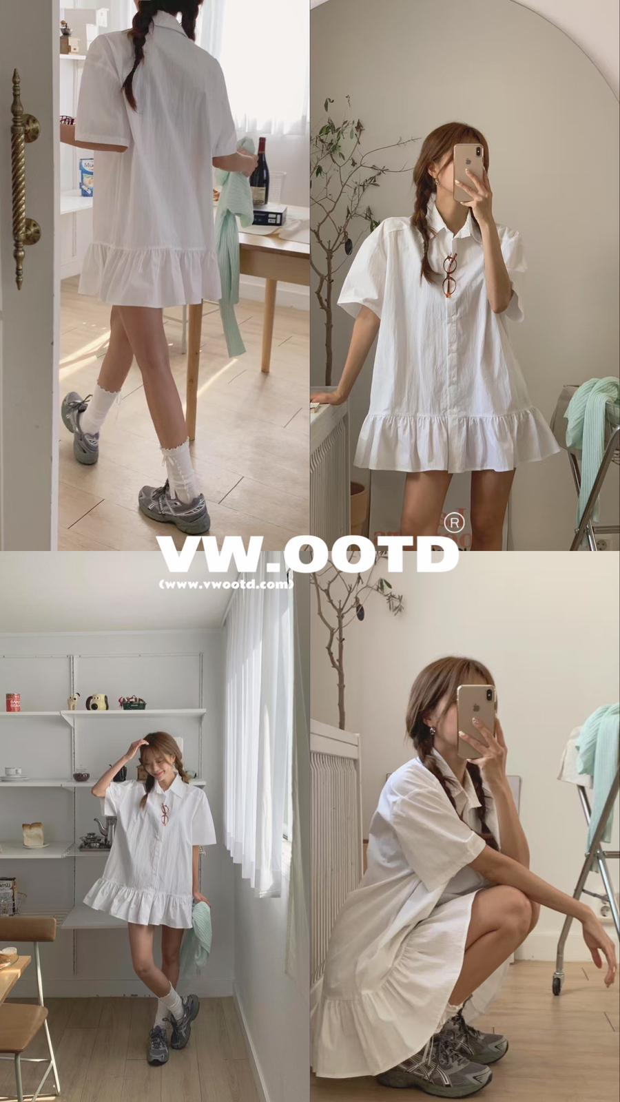 恤衫蛋糕娃娃裙(白色)