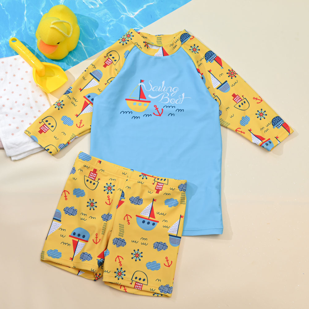 TB546-童七分袖兩件式褲裝-印花