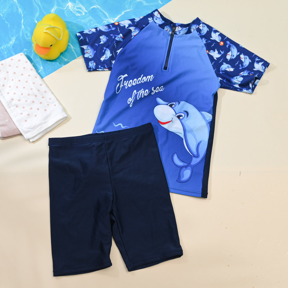 TB547-童短袖兩件式褲裝-印花