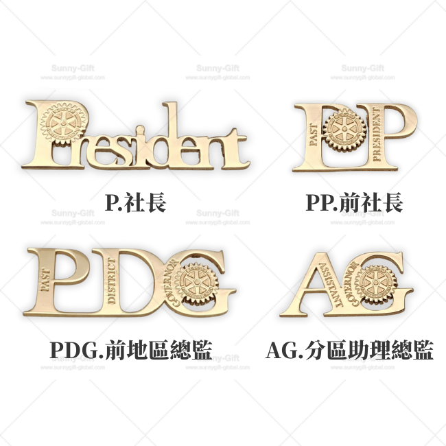 Rotary Officer Pin – 3D Letter Style