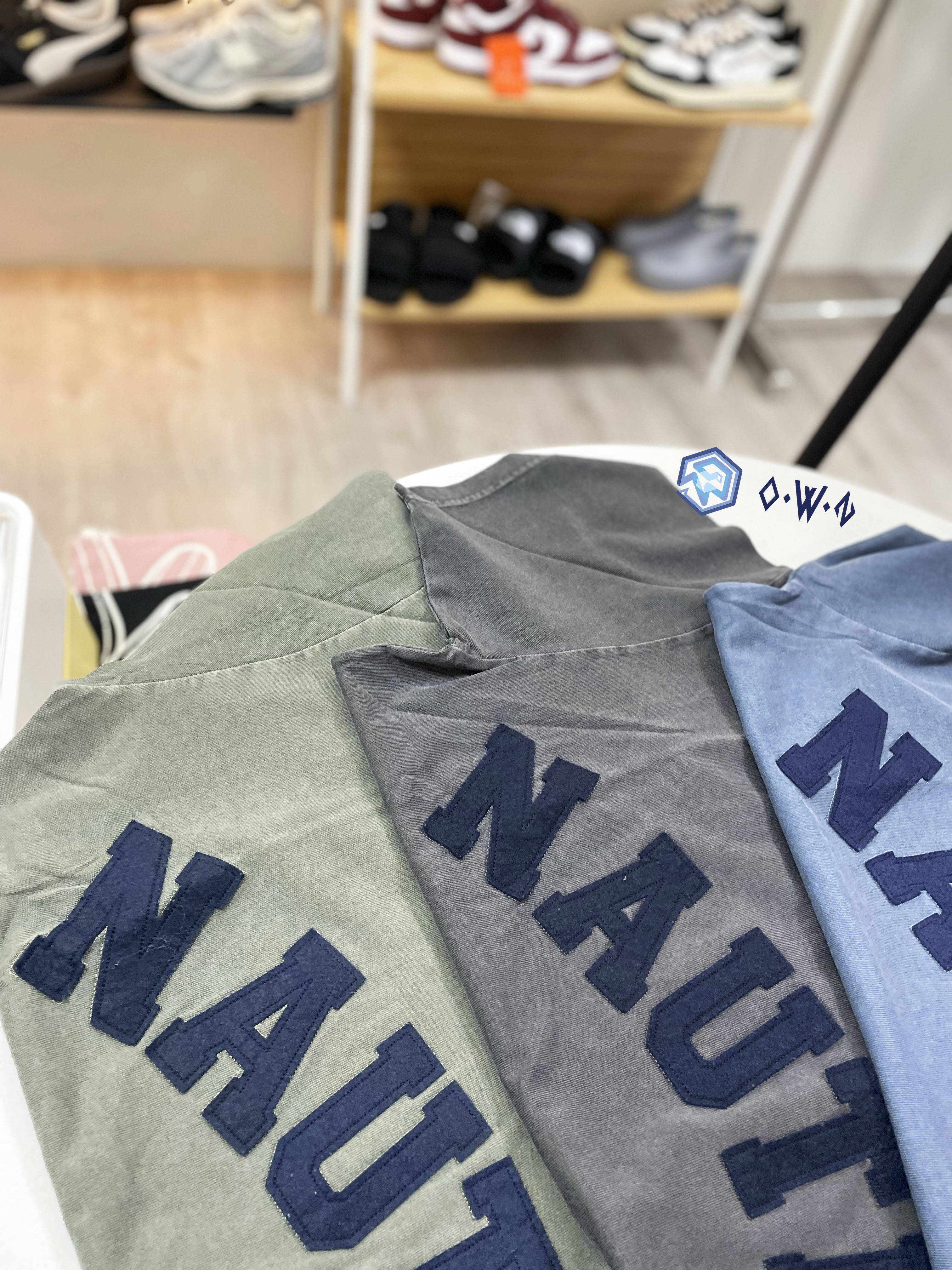【OWN】Nautica 短袖 上衣 夏季 新品 大LOGO 刷白 復古 短踢 不分男女 炭灰 海藍 橄欖綠