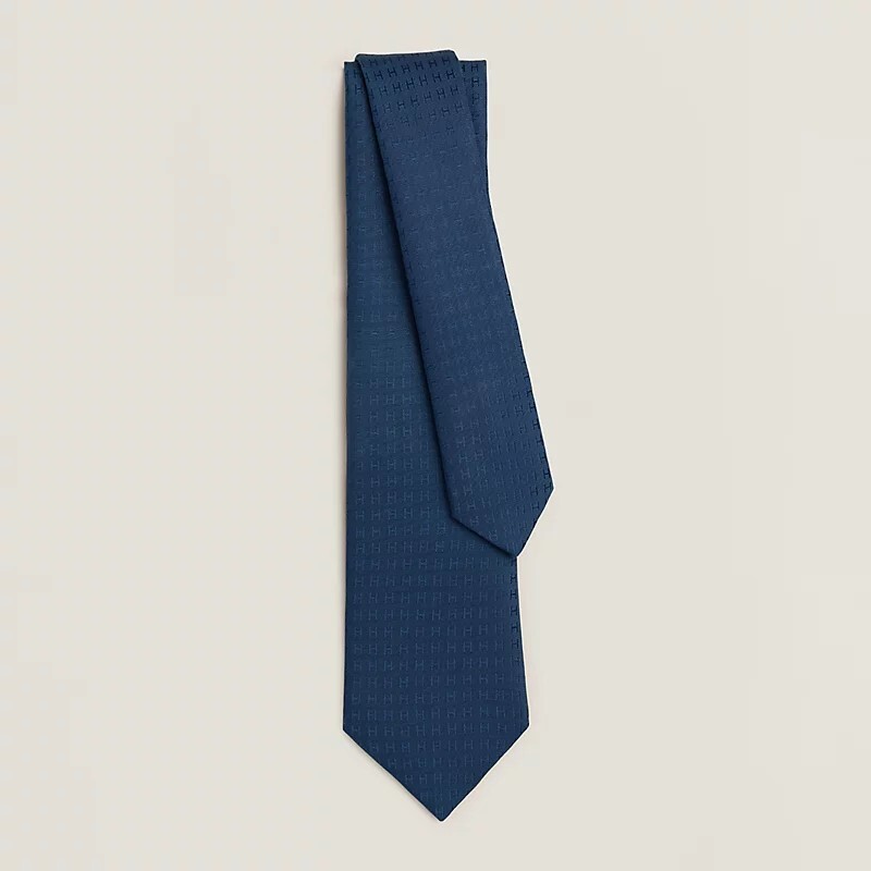 HERMES Faconnee H tie OCEAN NO.49 領帶