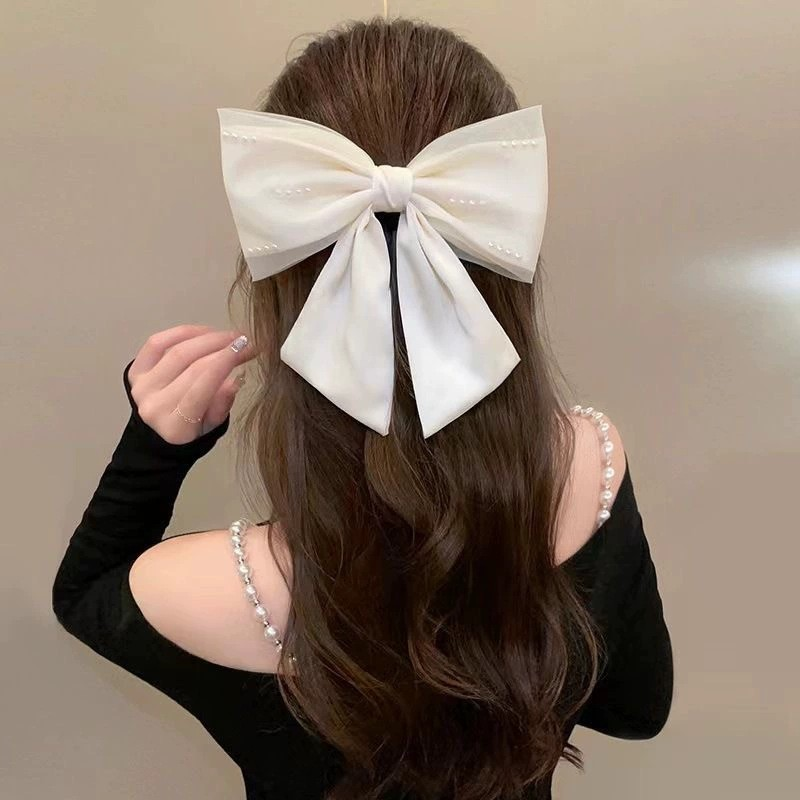 Layered Ribbon Bow with Pearl Accents