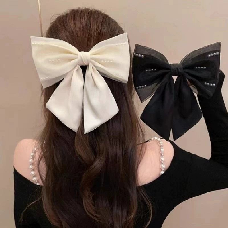 Layered Ribbon Bow with Pearl Accents