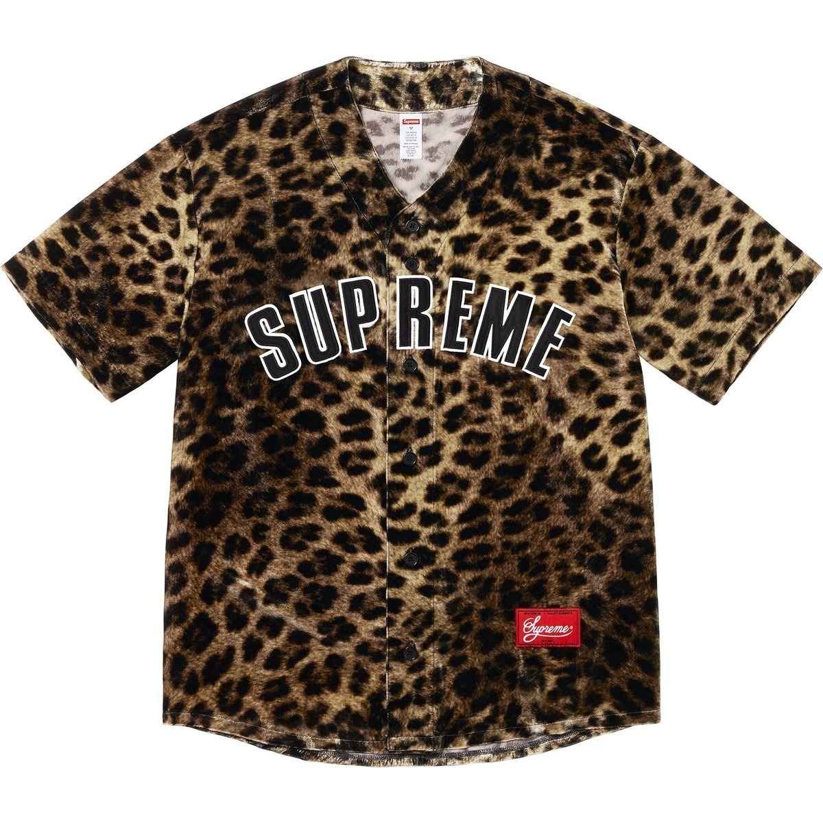 2025SS SUPREME LEOPARD VELVET BASEBALL JERSEY 豹紋 天鵝絨 短袖 棒球衫 現貨