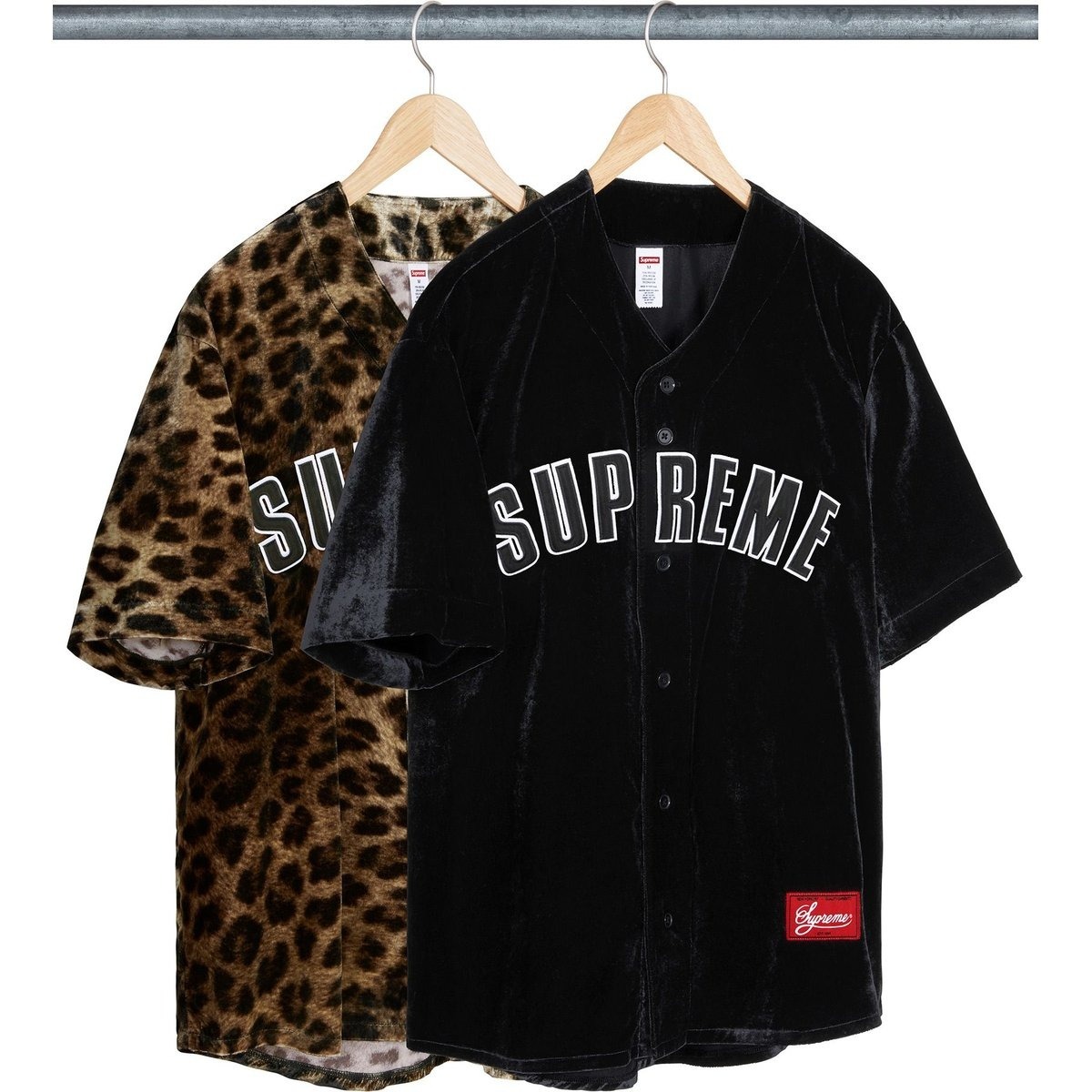 2025SS SUPREME LEOPARD VELVET BASEBALL JERSEY 豹紋 天鵝絨 短袖 棒球衫 現貨