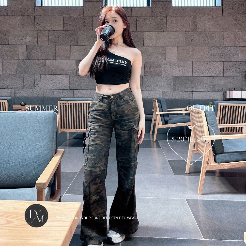 【野戰系迷彩】酷女孩日常必備 迷彩長褲 寬褲 (現貨)
