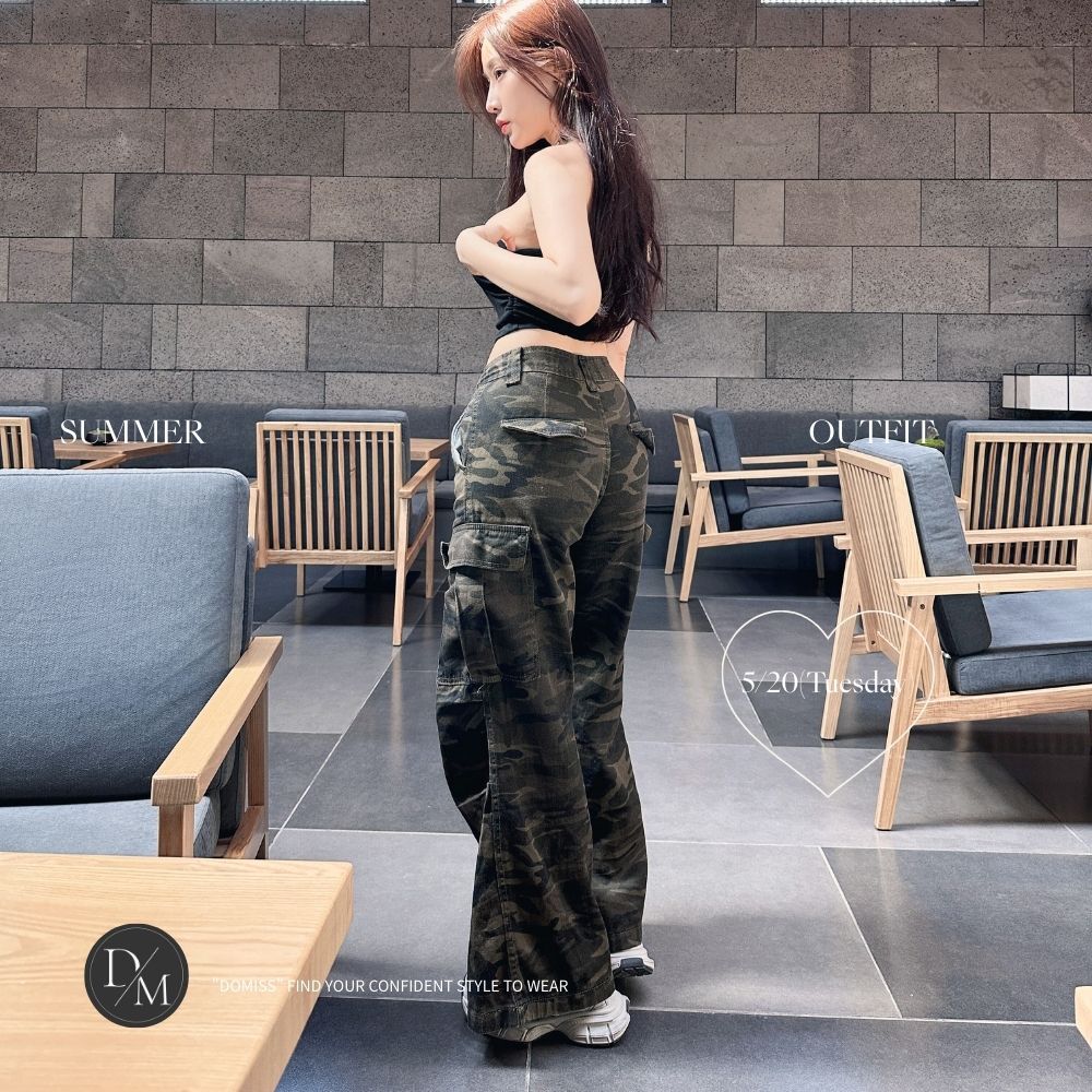 【野戰系迷彩】酷女孩日常必備 迷彩長褲 寬褲 (現貨)