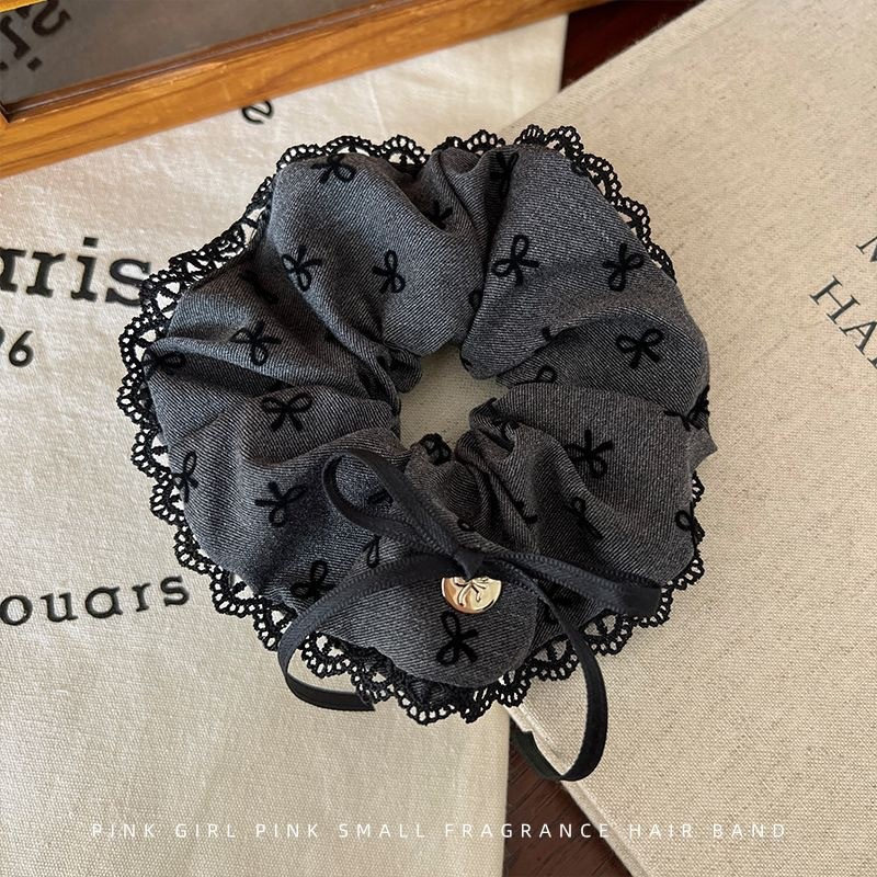 3 FOR RM10] Grey Bow with Lace-Trimmed Scrunchies