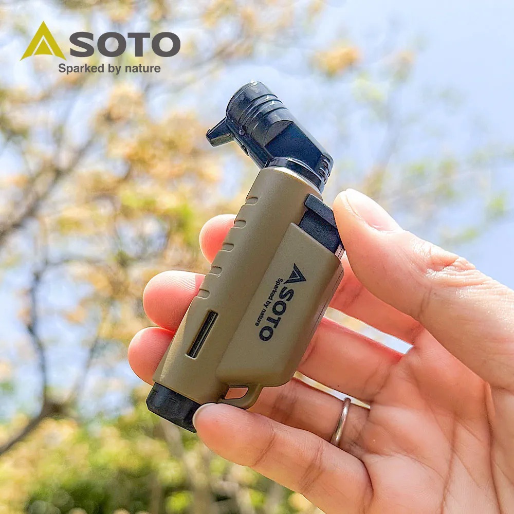 日本SOTO L型填充式掌中點火器 (月球灰/土狼棕) ST-486限定系列 限時贈送瓦斯罐乙罐