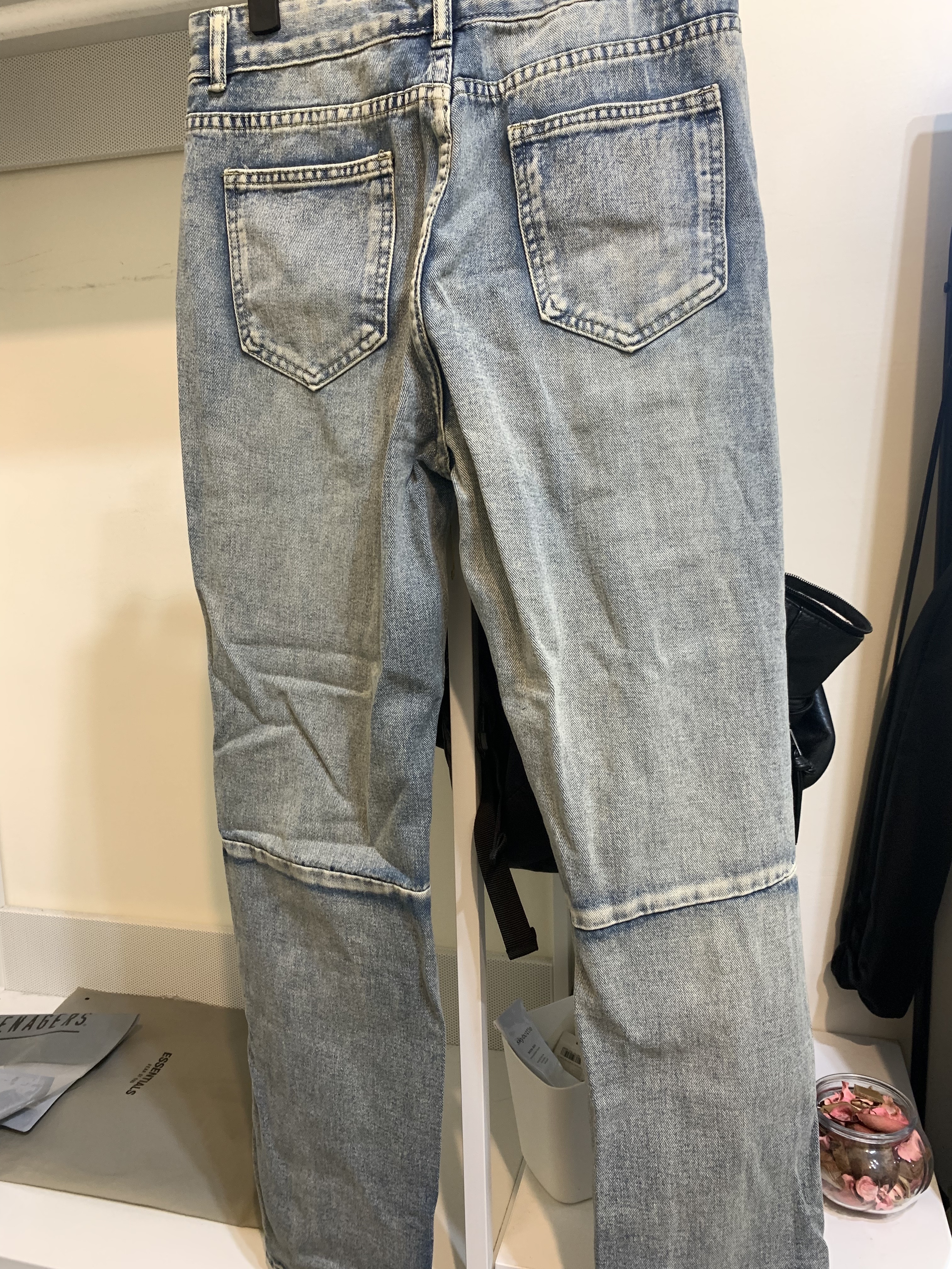 刷破 拉鍊 牛仔褲