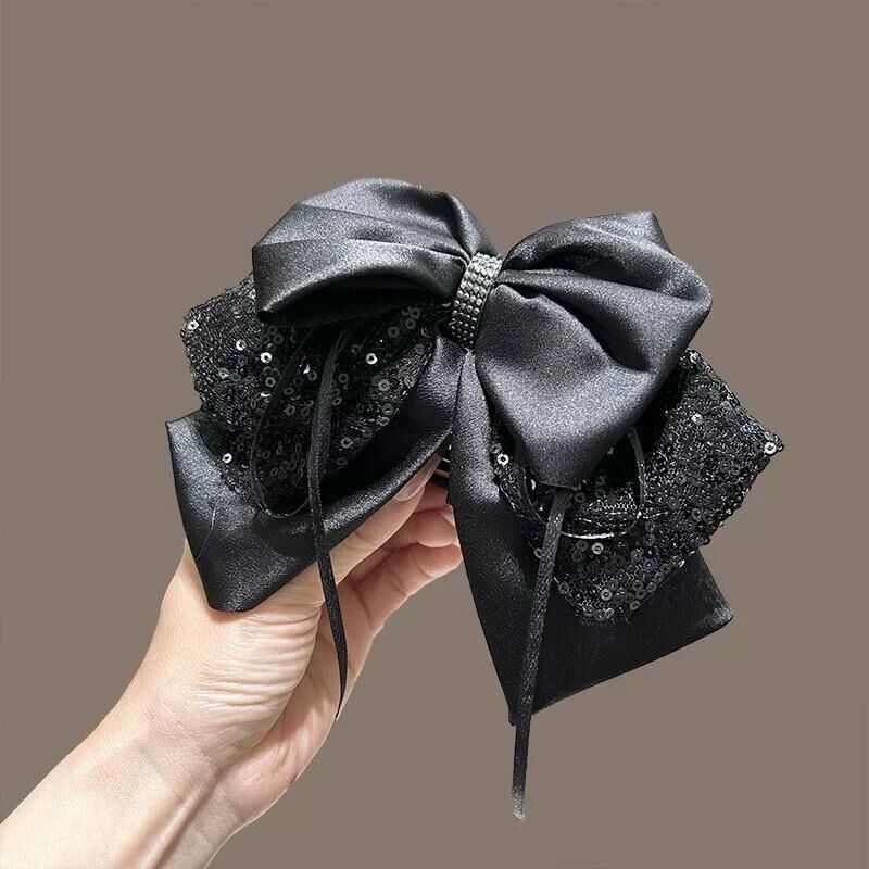 Retro Sequin Ponytail Bow Hair Claw