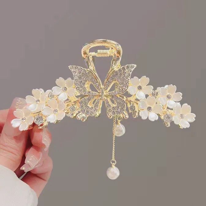 Elegant Full Rhinestone Tassel Hair Claw