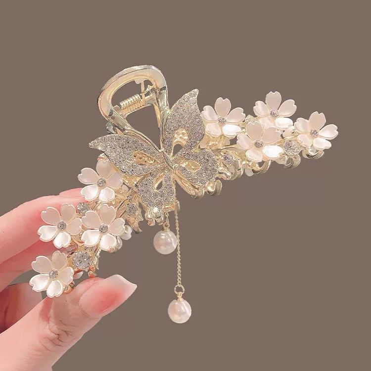 Elegant Full Rhinestone Tassel Hair Claw