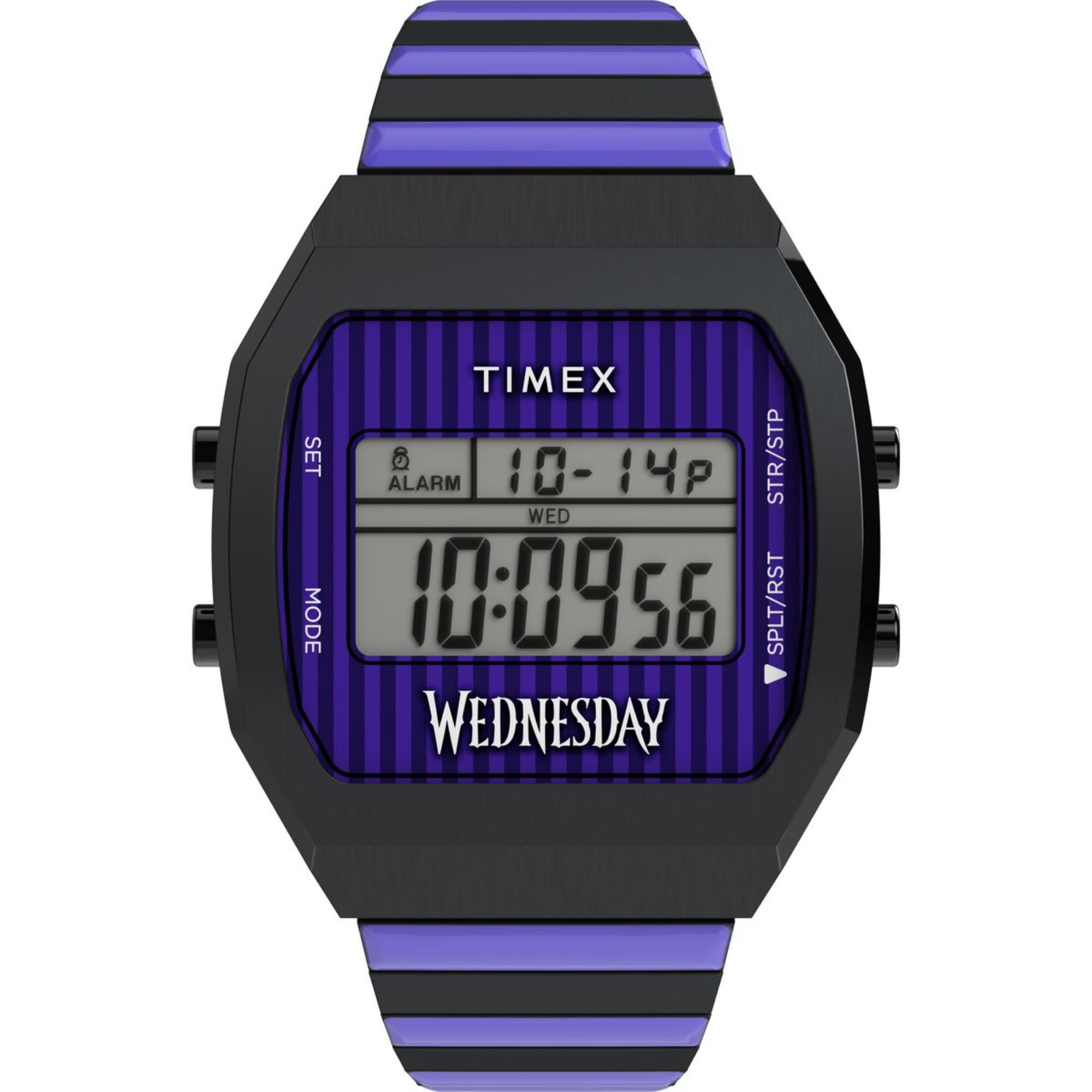 Timex x Wednesday T80 Purple Dial Stainless Steel Watch TW2Y19500