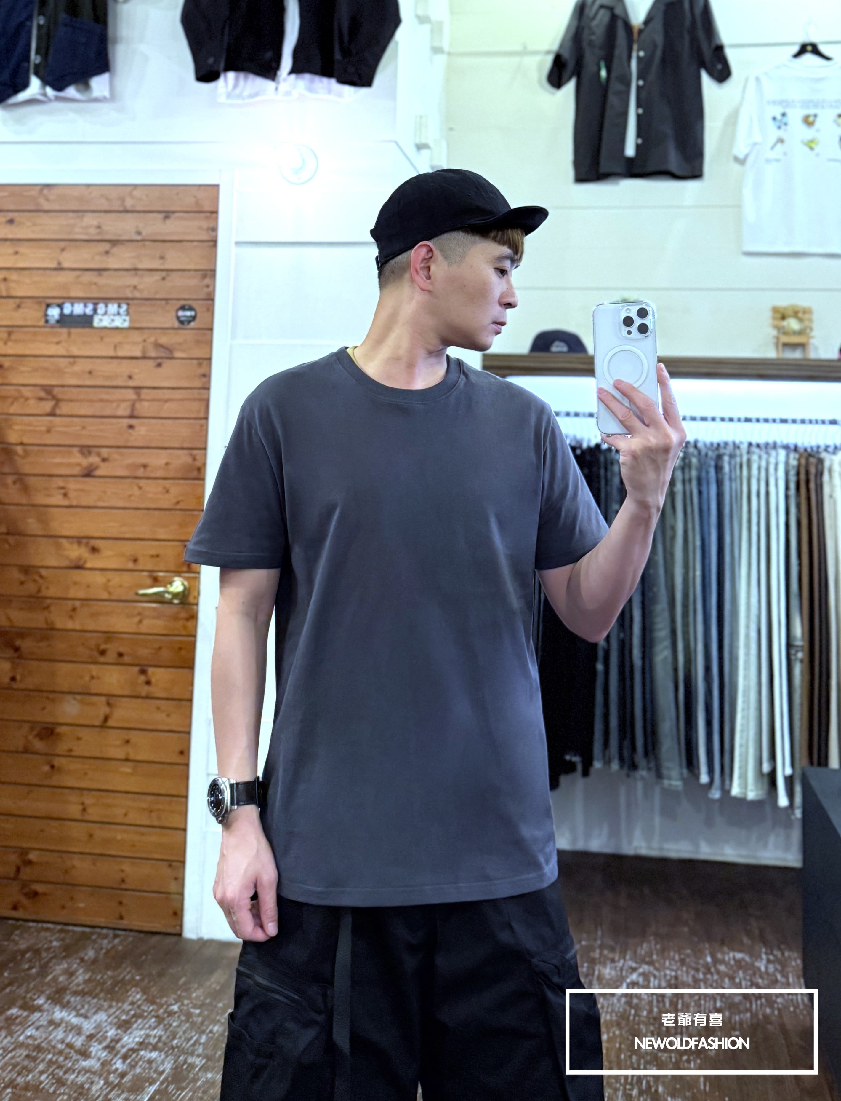 『熱銷到貨』重磅UPF50+超高防護係數素色短Ｔ恤-鋼鐵灰