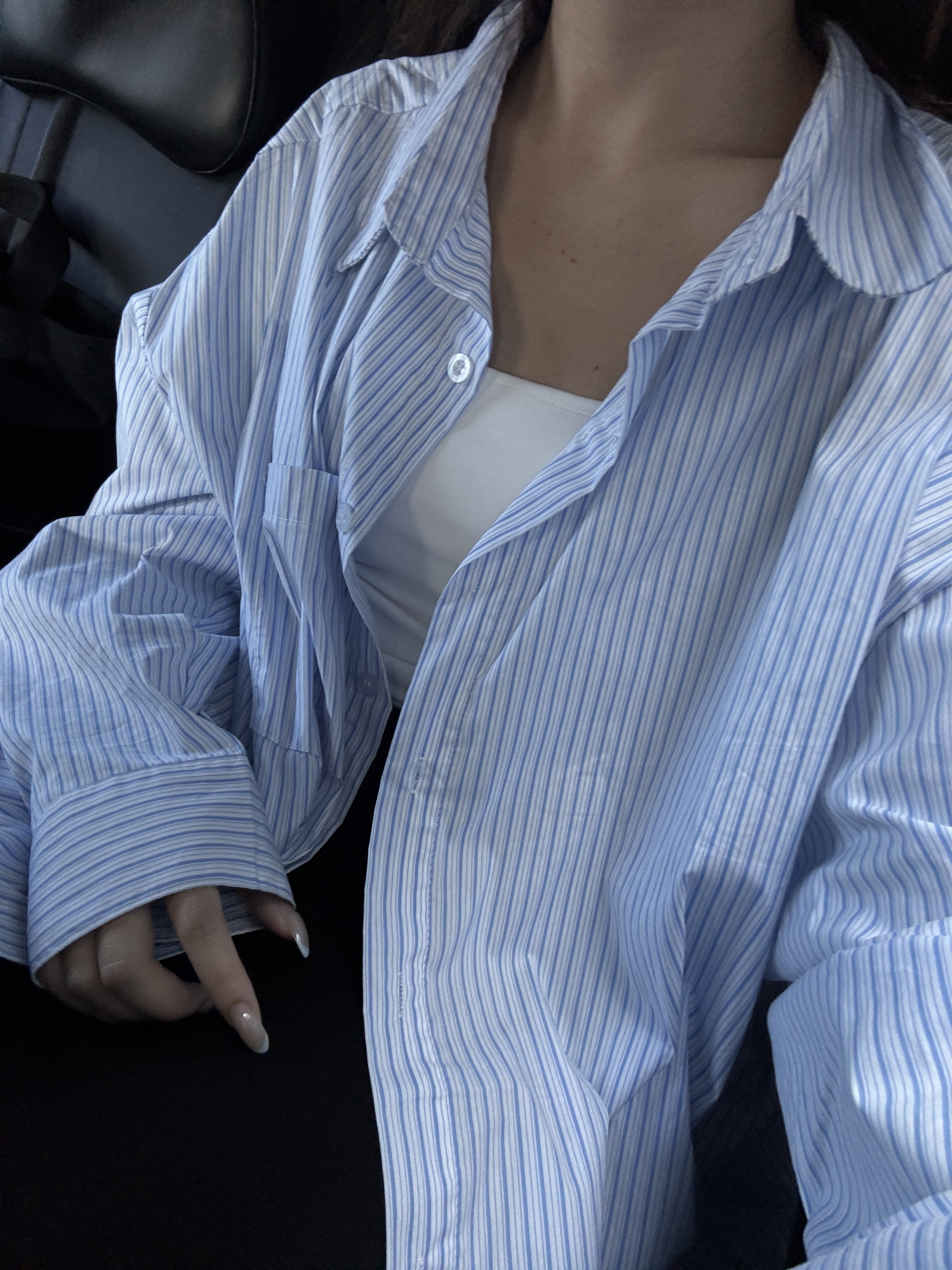 Oversized淺藍條紋襯衫