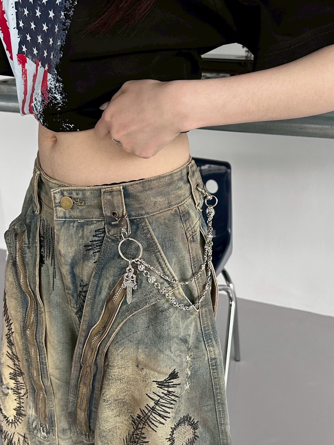 重工克羅元素 十字寶劍褲鏈 腰鏈