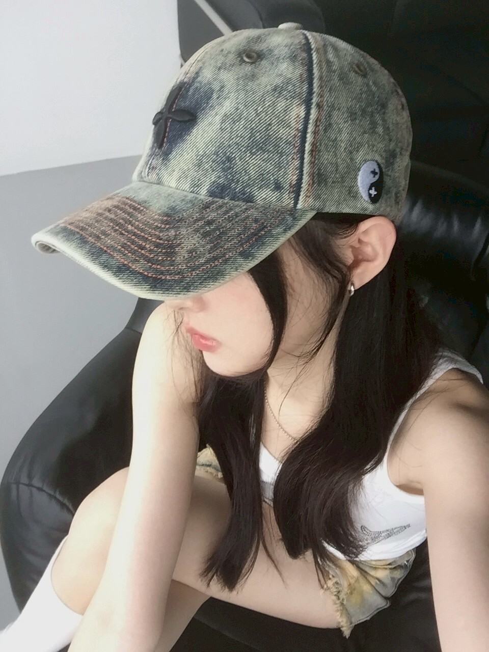 街頭感 做舊復古刷色十字棒球帽