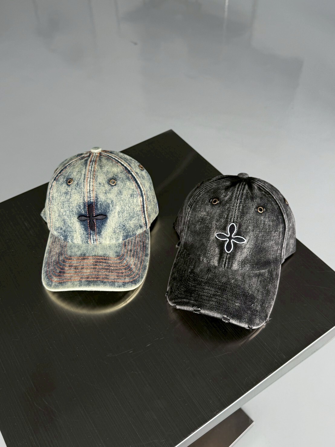 街頭感 做舊復古刷色十字棒球帽