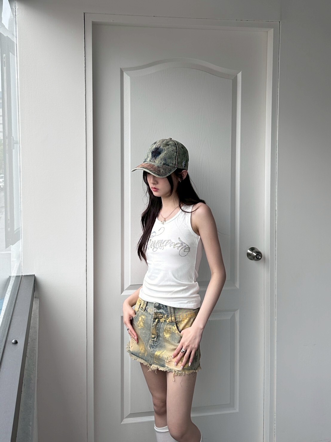 燙鑽修身工字吊帶背心 3colors