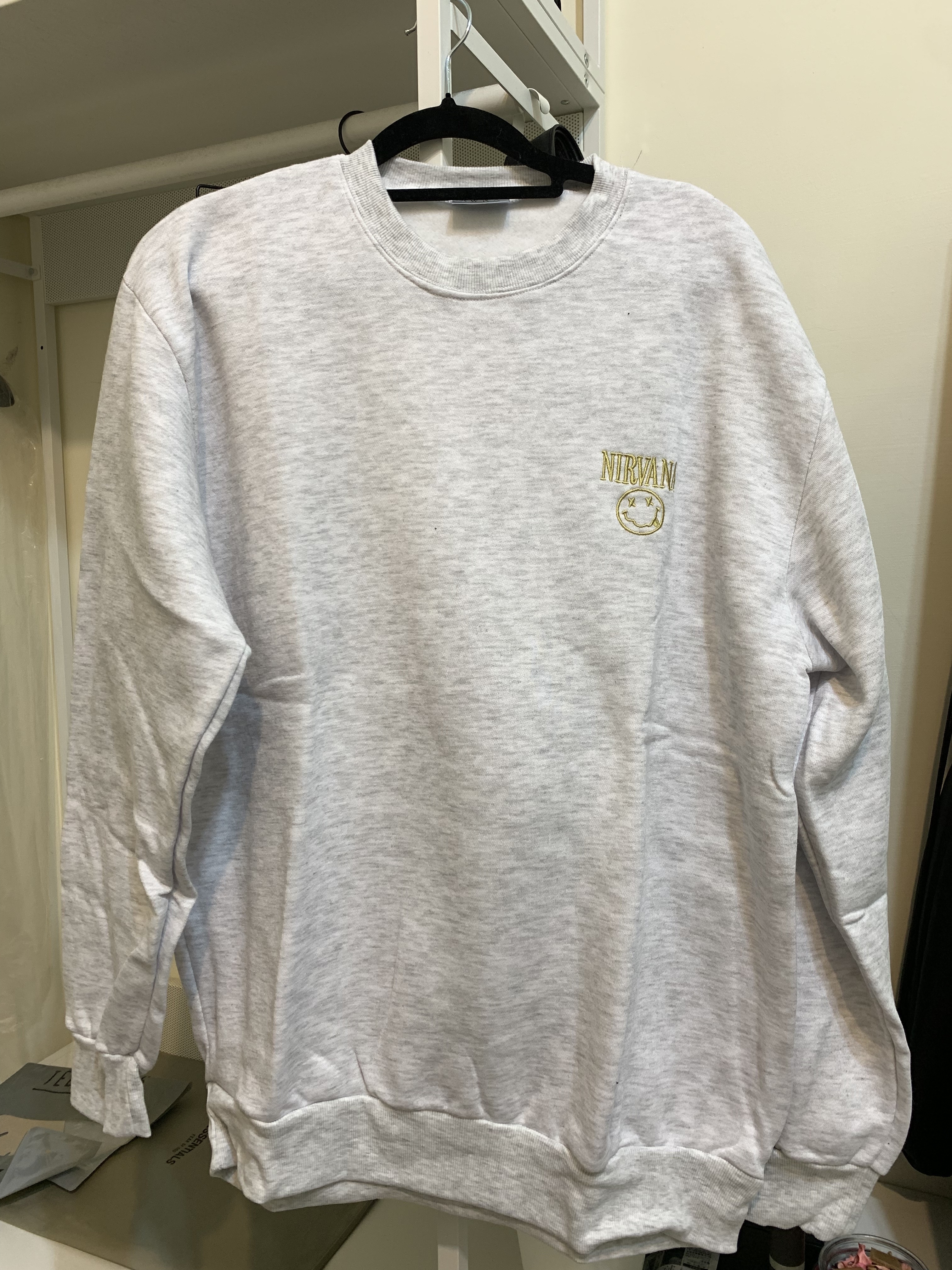 NIRVANA 笑臉 刷毛 大學踢