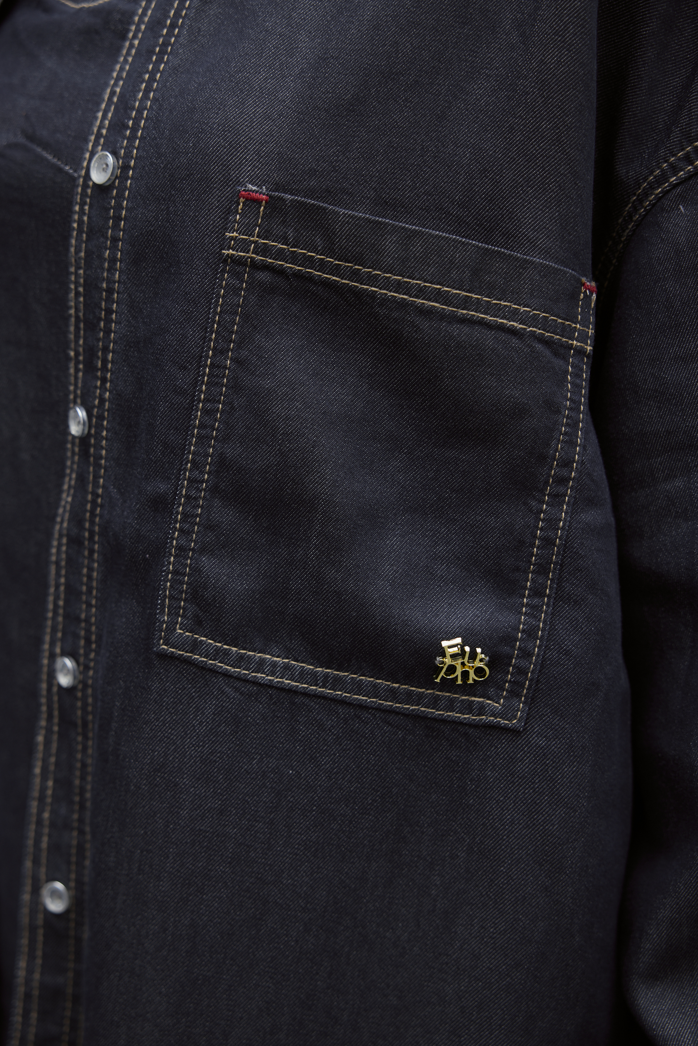 Black Label-藏青天絲牛仔襯衫