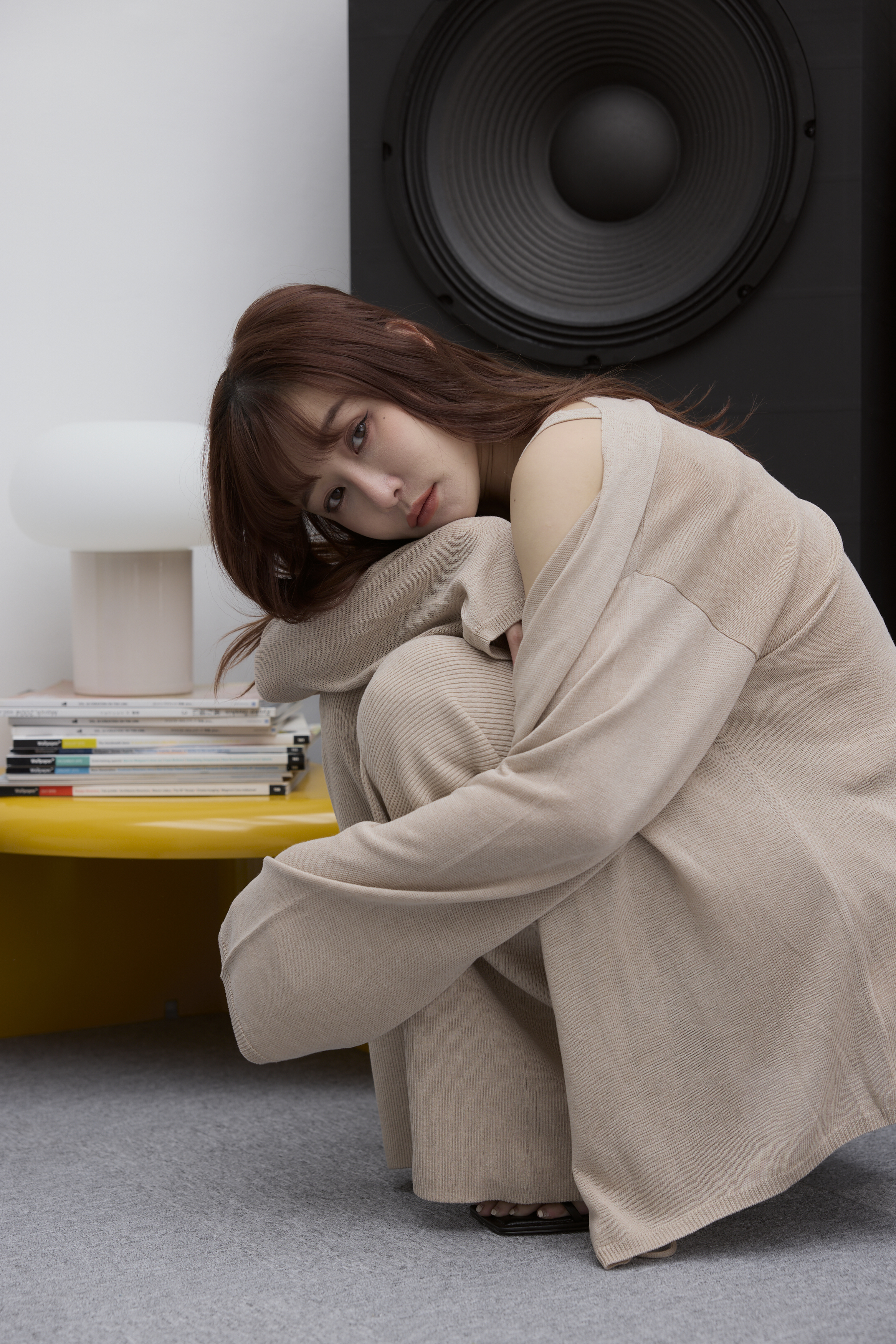 女神風涼感針織套裝-直筒寬褲