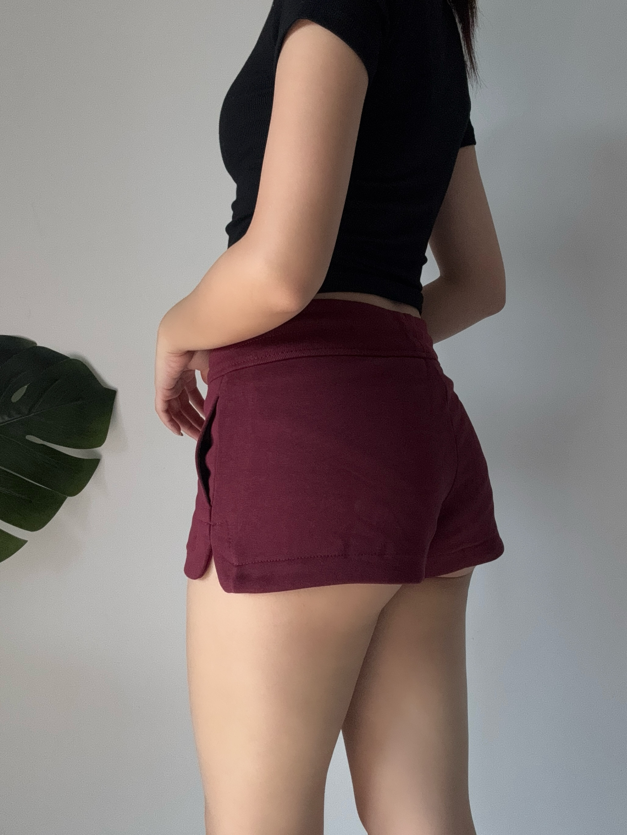 超舒適！歐美小開衩棉質短褲 (4色)