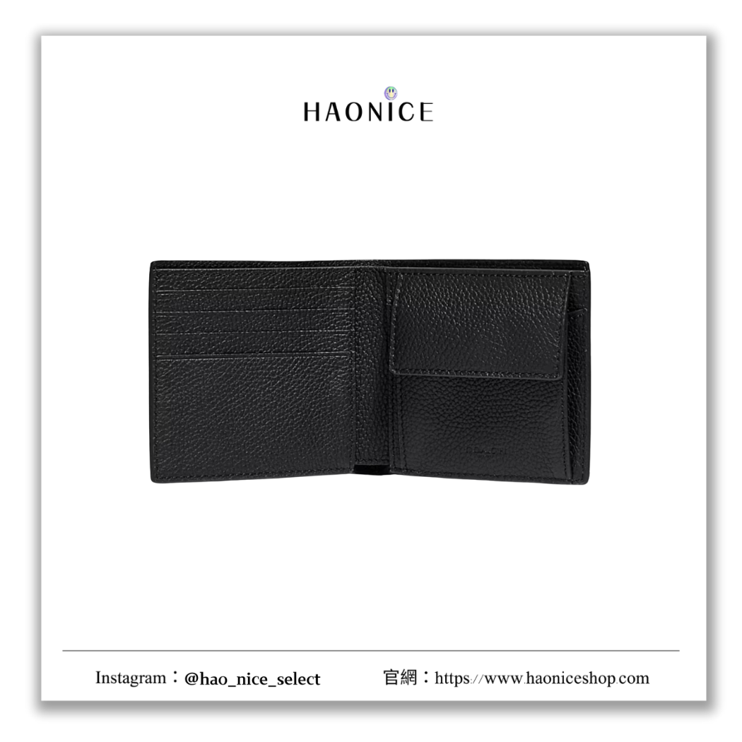 【HAO NICE】100%正品 COACH 美國精品🇺🇸黑色浮雕LOGO 皮革對開短夾 錢包