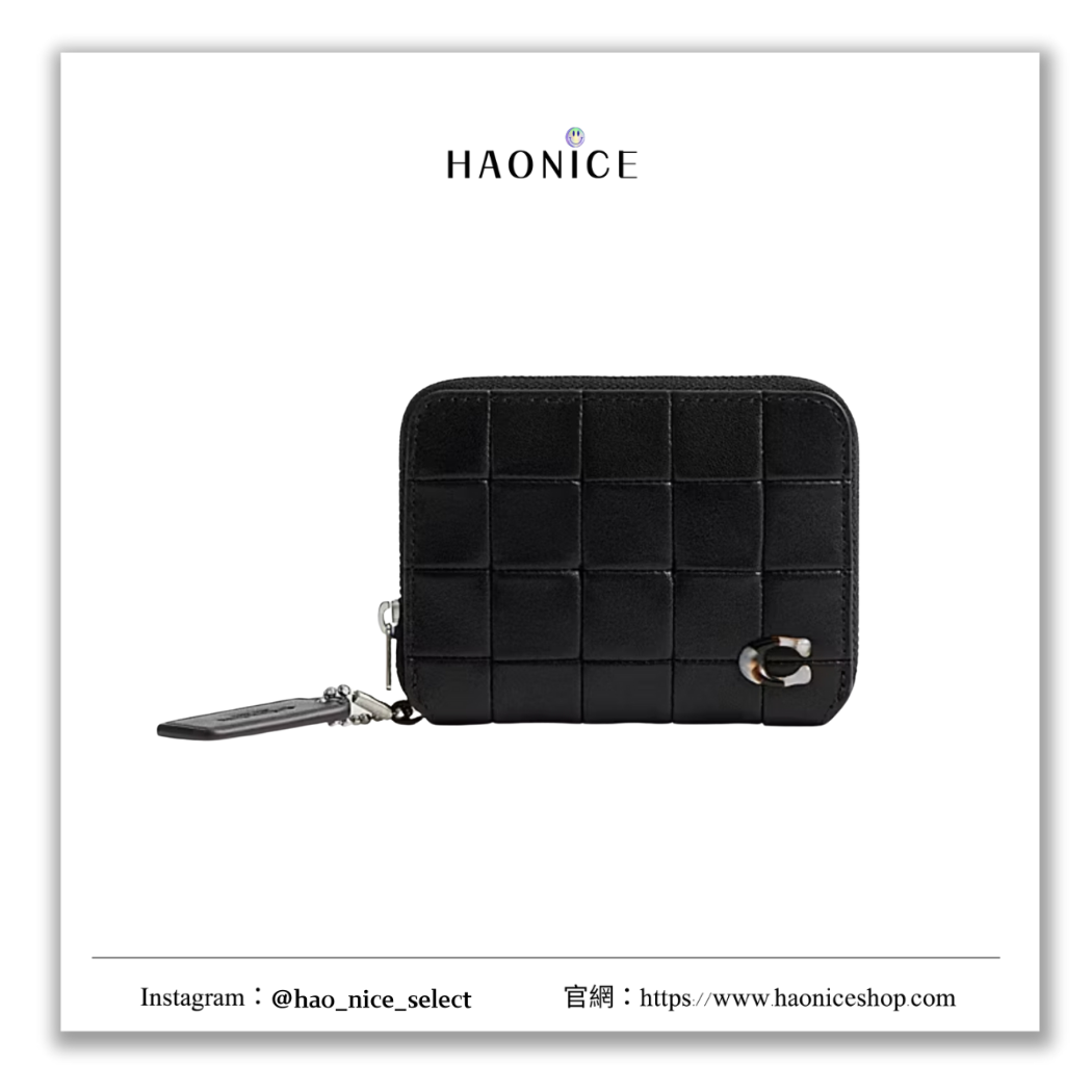 【HAO NICE】100%正品 COACH 美國精品🇺🇸棋盤格紋皮革拉鍊零錢包 錢包
