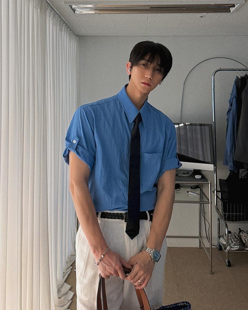 Looking捲袖短袖襯衫