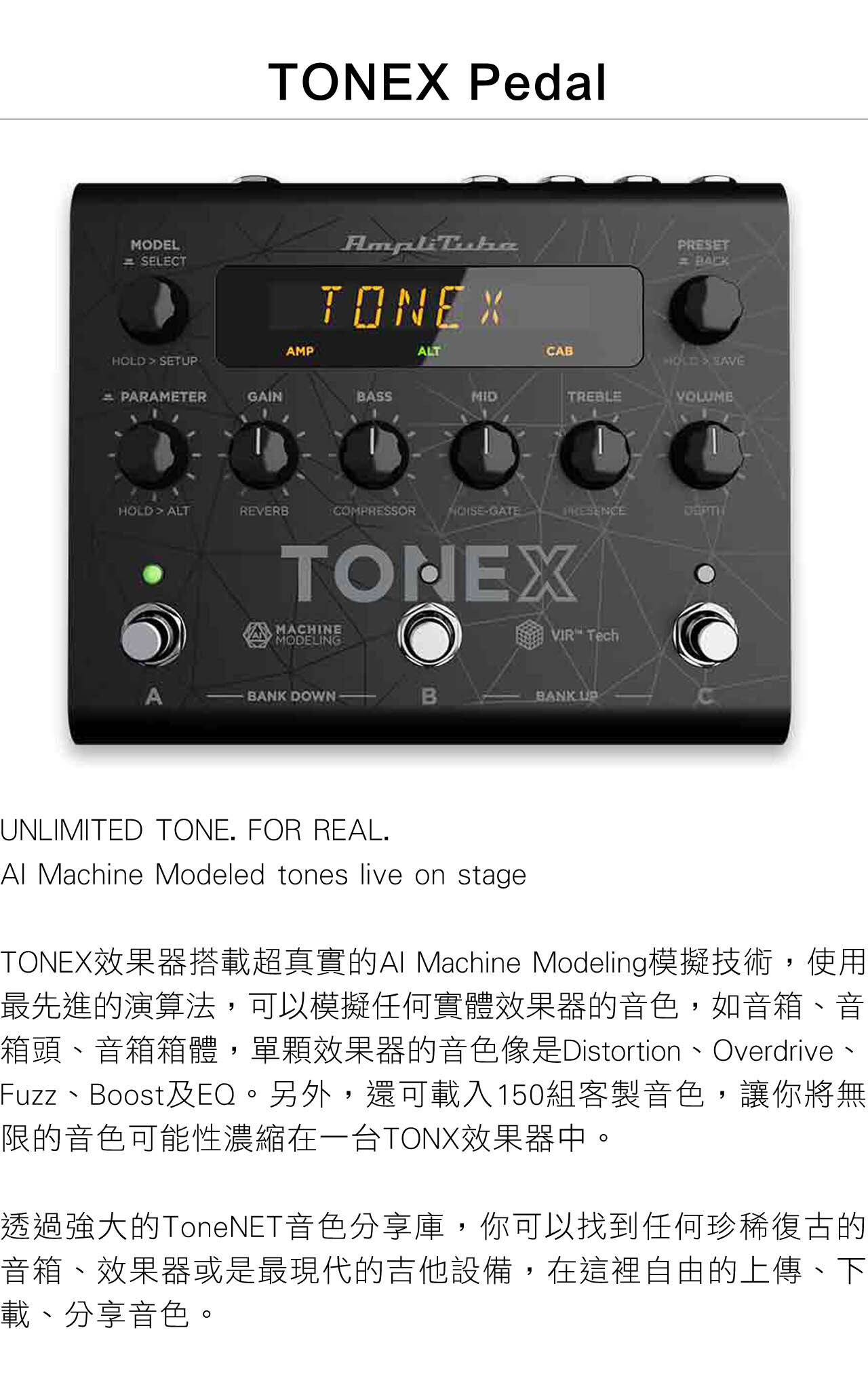 TONEX Pedal 正面操作面板
