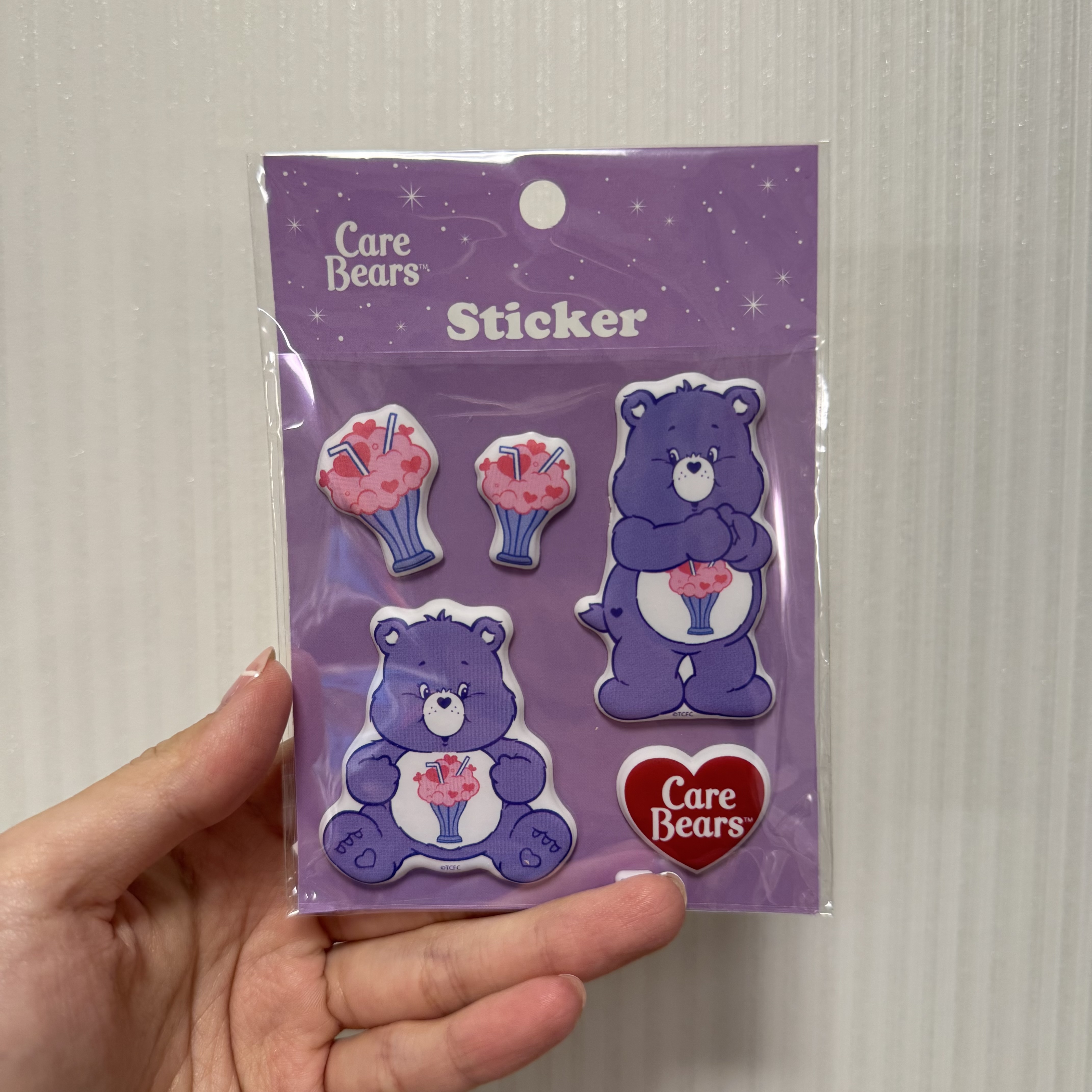 JP Care Bear 紫色熊熊立體造型貼紙 7290 TK250519