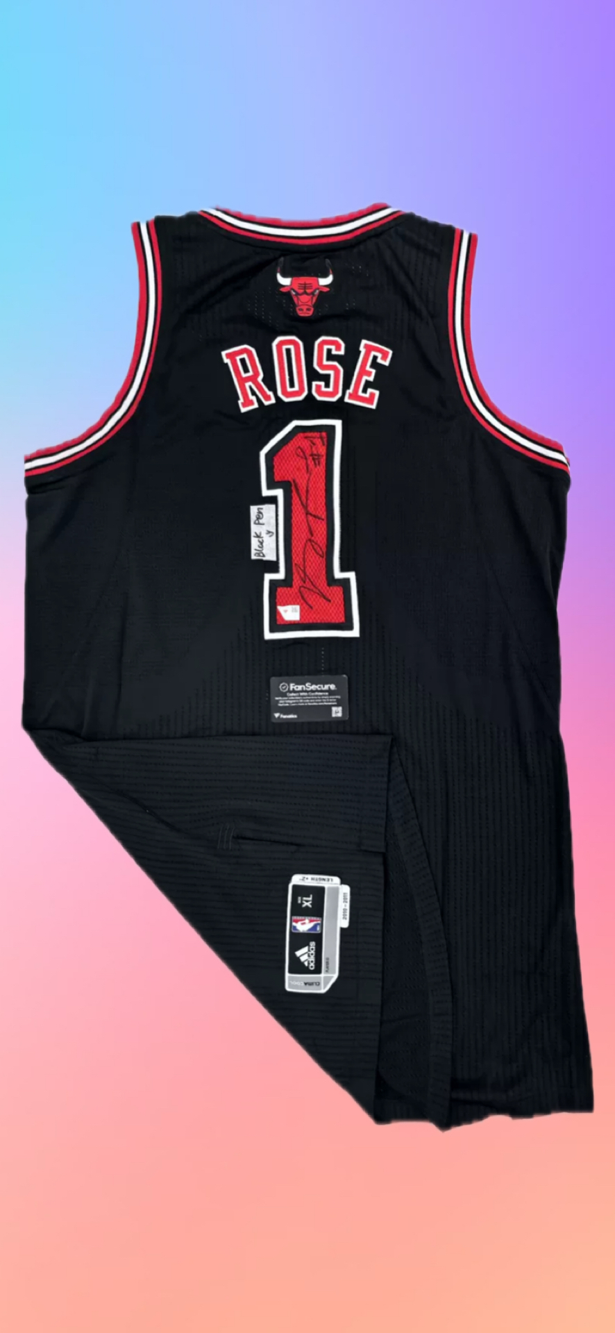Derrick Rose 黑色真網眼球員版簽名球衣2010-2011mvp賽季球員版fanatics認證連裝裱框