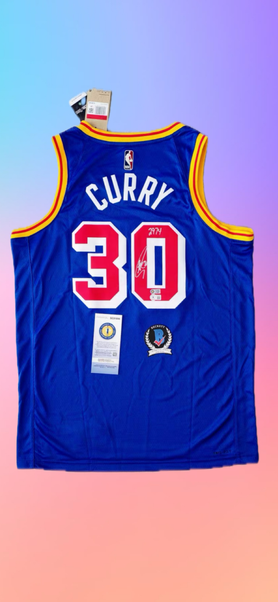Stephen Curry 2974同款簽名球衣加簽2974 USASM JSA COA