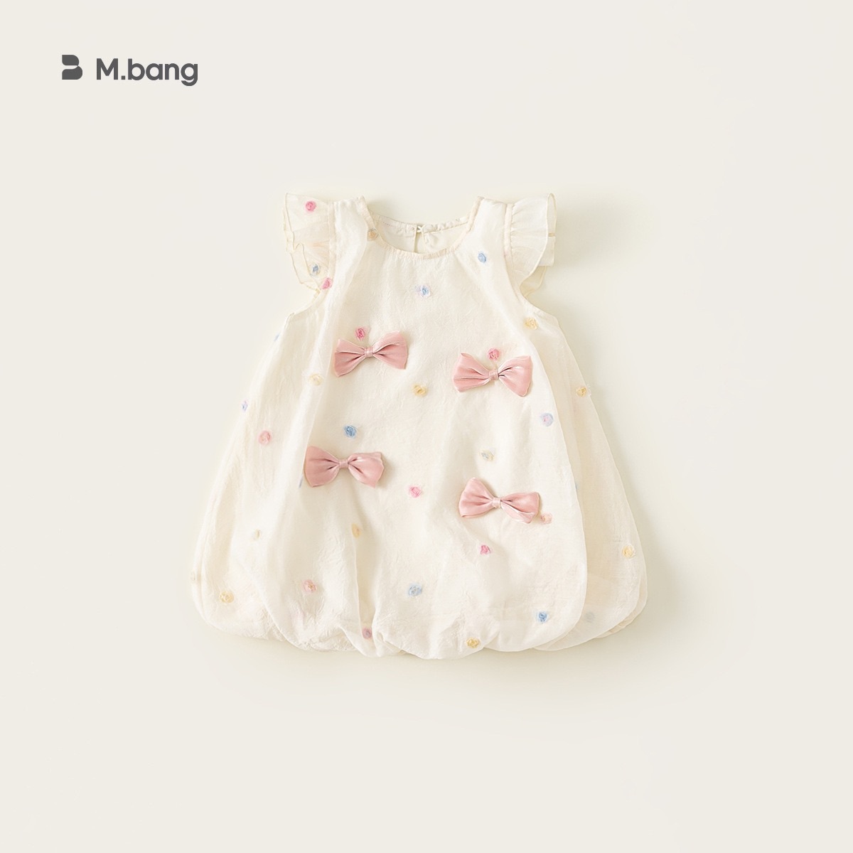 蝴蝶結飛袖花苞洋裝