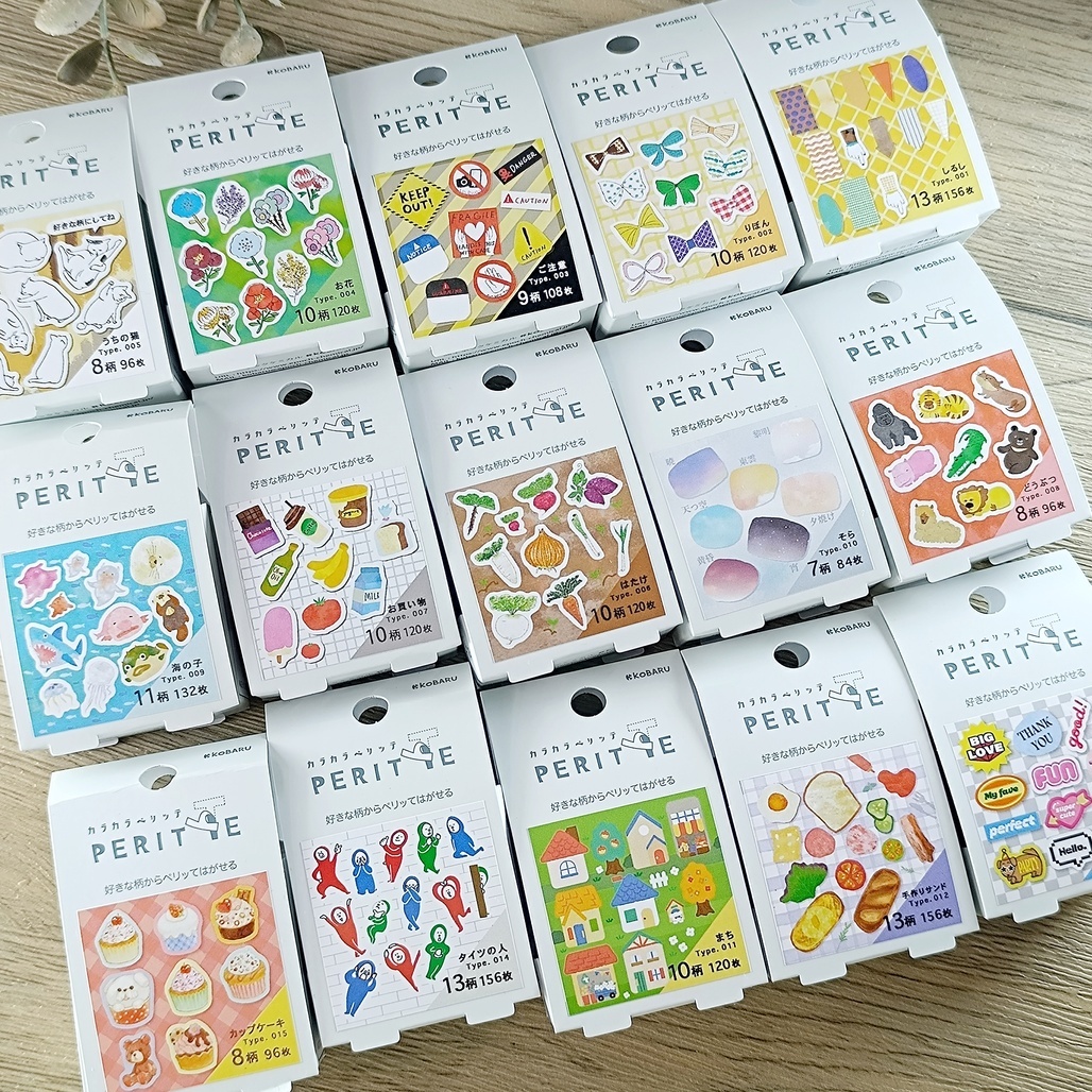 日本koBARU．PERITTE盒裝貼紙膠帶捲 共15款