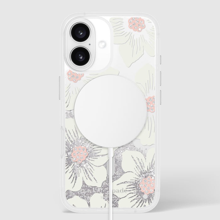 【kate spade】iPhone 16系列 Magsafe 精品磁吸防摔 流沙殼 經典蜀葵