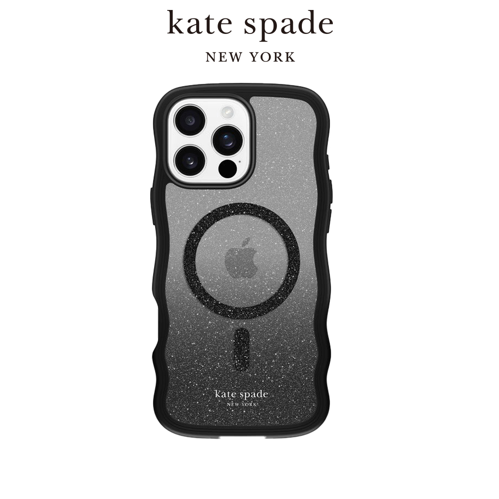 【kate spade】iPhone 16系列 Magsafe 精品磁吸防摔波浪殼 幻影黑 手機殼