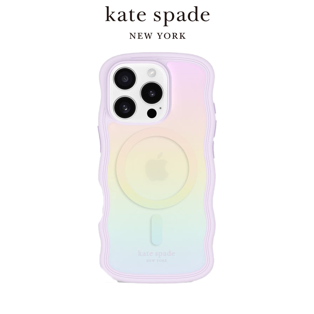 【kate spade】iPhone 16系列 Magsafe 精品磁吸防摔波浪殼  粉彩紫 手機殼